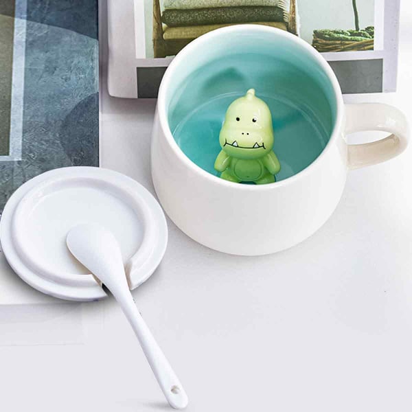 3D Mugg med Djur inuti, Högtemperaturkeramik, ett Unikt Tillskott till Din Morgonrutin (Tål Mikrovågsugn och Diskmaskin)
