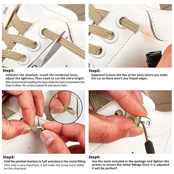 4 par elastiska skosnören - Snabbt att installera Inga knytsnören