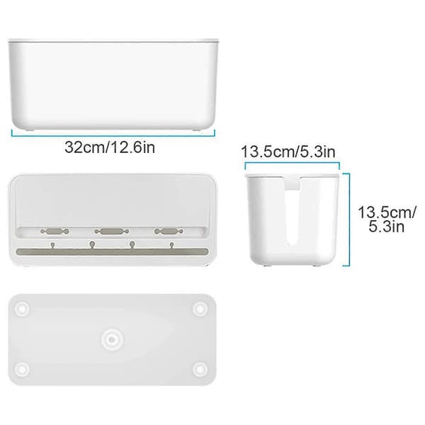 3x Kabelstyringsboks, ABS Kabel Organizer Ledningsskjulerboks, Computer Strømkabler, Før Kabler, Un
