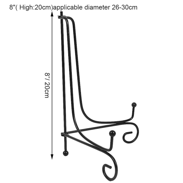 1 stk 8\" Jern Staffeli Klassisk Visningsstativ Skål Plate Bilderamme Bok Kunstverk Svart