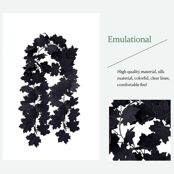 2 st, 170 cm långa, höstlöv i lönn hängande svarta höstlöv