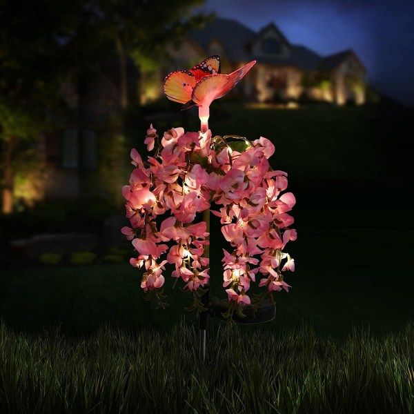 Solar Flowers Lights Outdoor, Wisteria Floral Butterfly Solar