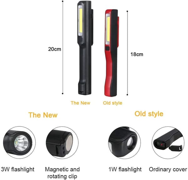 LED-työvalo, 2 COB-taskulamppua 3W, USB ladattava taskulamppu