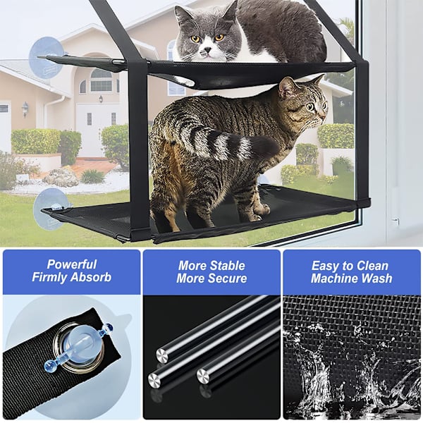 Hängmattes fönsterplats katt utrymmesbesparande fönstermonterad kattsäng