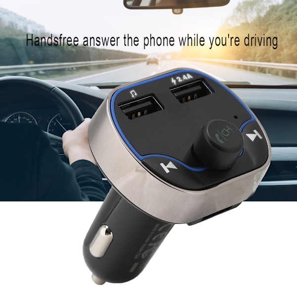 T24 FM-lähetin Langaton Handsfree Auton Bluetooth MP3-soitin Digitaalinen Näyttö 2 USB-laturia