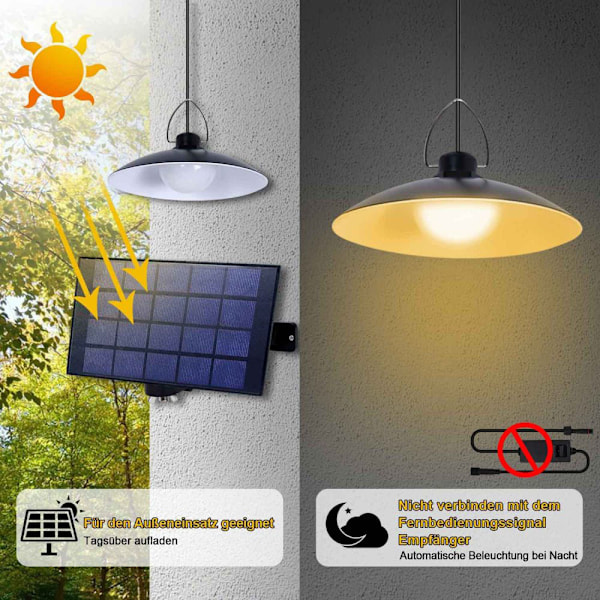 Väderbeständiga solcellsdrivna hänglampor, anpassningsbar belysning med fjärrkontroll, batteridriven skymning till gryning automatisk för trädgård camping hönshus