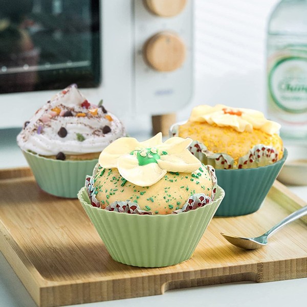Cupcake Creations Unleashed, Non-Stick Cupcakeformar Livsmedelsgodkänd Silikon Återanvändbara Bakformar, BPA-fria, Ugnssäkra, Diskmaskinssäkra, Flexibla Muffinsformar