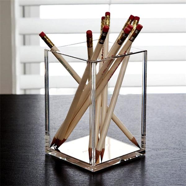 2-pak Klar Akryl Blyant Pen Holder Kop, Makeup Pensel Holder