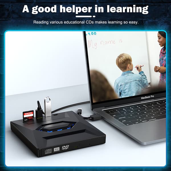 7-i-1 Ekstern USB 3.0 DVD CD RW-brennerdriverleser for bærbar PC
