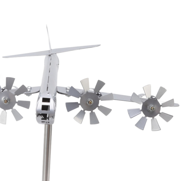 Vindskulptur för flygplan, vinddriven roterande rostfritt stål, flygplansvindkraftverk, enkel montering, metallvindkraftverk, trädgårdsdekoration