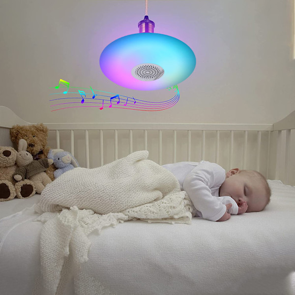 24W E27 RGB Fargeskiftende Musikklampe med Fjernkontroll Smart Musikhøyttaler Taklampe 85‑265V