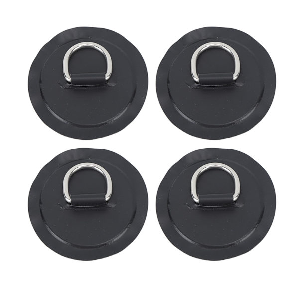 4 stk. Sorte D-Ring Patches PVC Rund Form Stærk Rustfrit Stål D-Ring Pude til Båd Flot Paddle Board