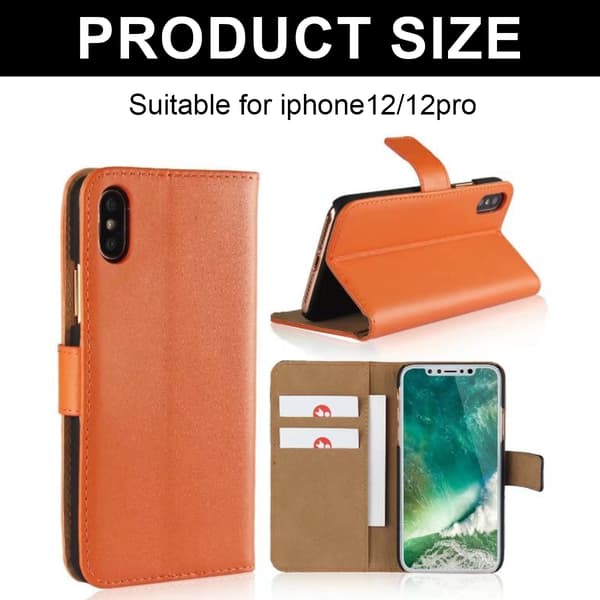 iPhone 12/12 Pro Äkta Läderfodral - Orange Orange Orange
