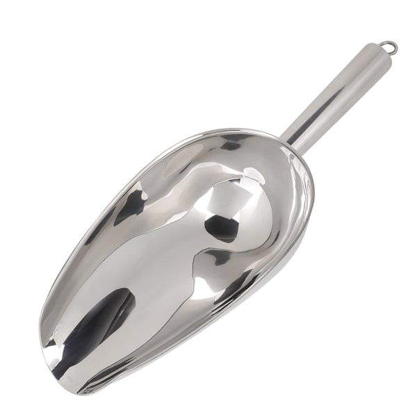 Elegant isspade för bred användning, rostfritt stål av livsmedelskvalitet, U-format skophuvud med slät kant och spegelpolerad yta, ergonomisk