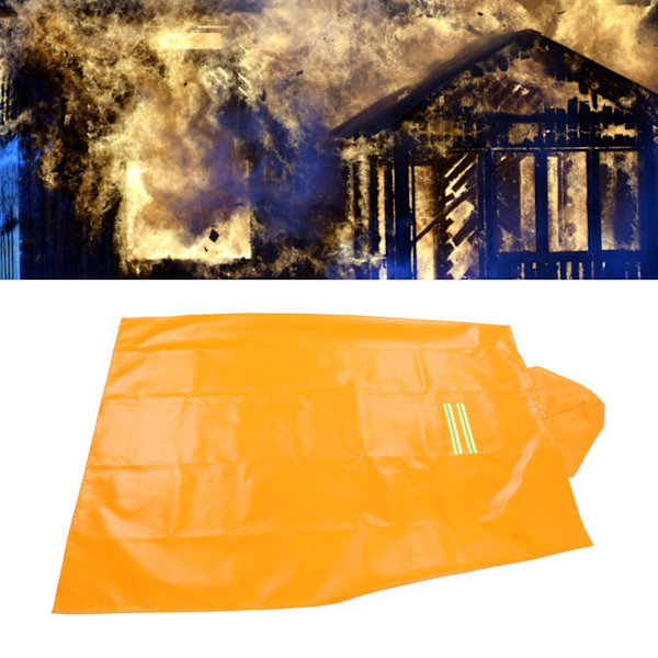 Brandsikker Kappe Glasfiber Dobbeltsidet Silikon Varmeisolering Flugtkappe med Lysende Bånd til Voksne