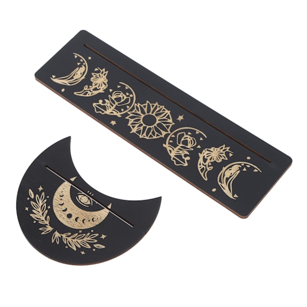 2 stk Træ Tarot Kort Stativ Holder Måneform og Rektangel Træ Tarot Kort Display Stativ Base Sort Type A