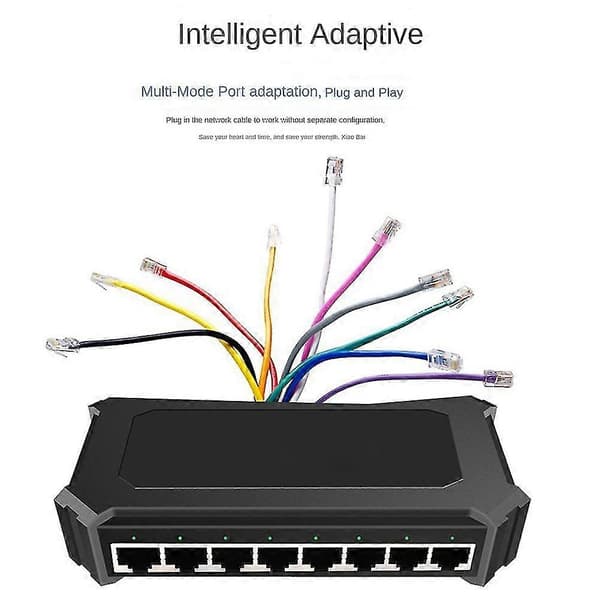 8 Port 1000mbps Gigabit Ser Hjem Shunt Moning S Eu Plugg