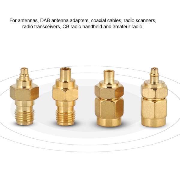 4 stk Nikkelbelagte Messing MCX til SMA Adapter 50ohm Impedans for Antenne Radio