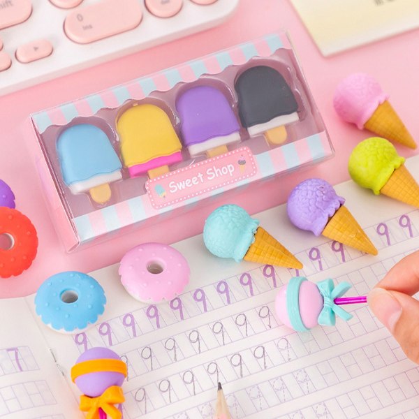 Kreativ cupcake-viskelæder, cupcake-viskelæder i forskellige frugter