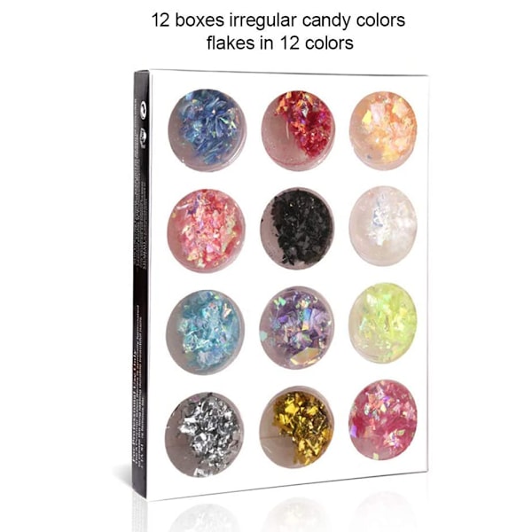 36 lådor nagelkonst glitter dekorationer pailette folie klistermärke godis färger flingor nagelkit paljetter manikyr DIY nagelkonst kit chips tillbehör