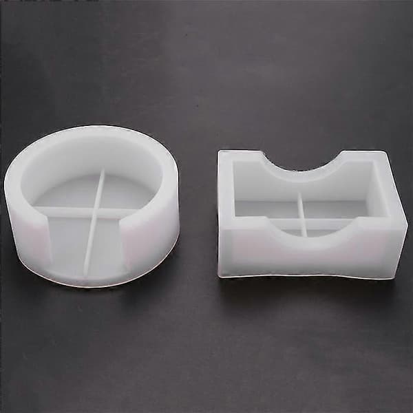 Coaster Resin Forme Sæt Silikone Coaster Opbevaringsboks Form I Rektangel Rund Epoxy Støbeform Til