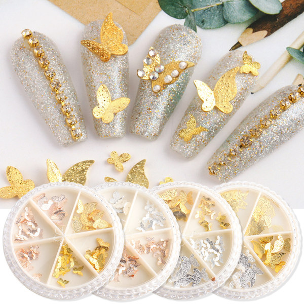 Fjärilsnaglar Charms för naglar, Fjärilsnaglar Art Studs Nail Art Tillbehör nageldekoration Nagelsten