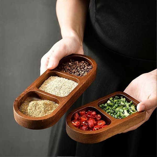 Rektangulär bricka i massivt trä, serveringsbricka för kryddor, frukost, sushi, bröd, efterrätt och sås, köksbricka modell A