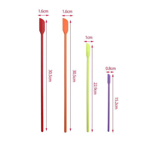 Kompakt Mini Spatelset, Silikonspatel för Tunn Burk Skrapning & Blandning, 4-pack Mångsidiga Verktyg för Kök och Skönhet, Lättrengjord Design,