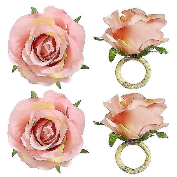 4 stk blomsterservettringer, håndverk vinrankedesign serviettholderringer borddekorasjoner til bryllup, dal