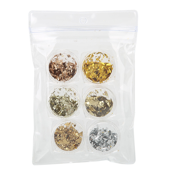 6 Ask / Set Ultratunna Nagelkonst Glitter Glimmande Sekvenser Nagelkonst Dekorationer DIY Verktyg (A)