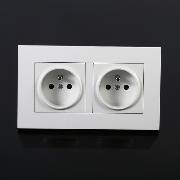 1 stk Fransk Standard Veggkontakt, Hvit PC Materiale Panel AC 110~250V, 16A 2 Veis
