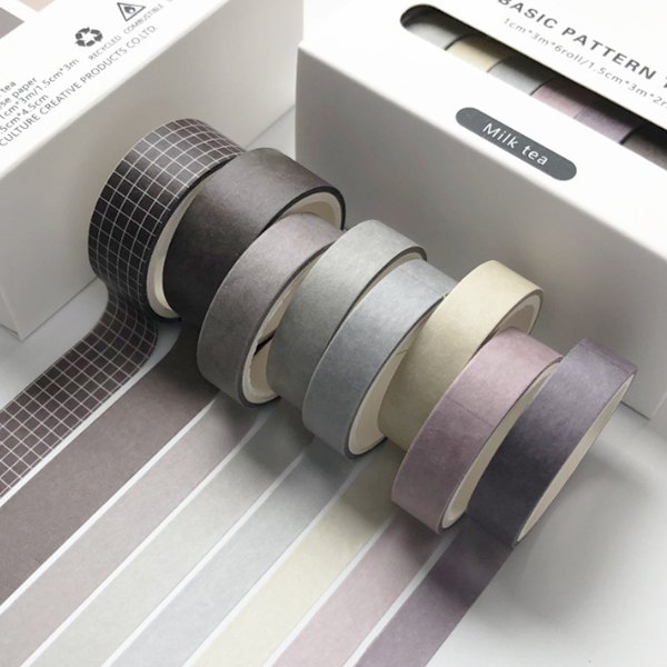 Pastellfärgad Washi-tejp - 16 rullar tunn enfärgad Washi