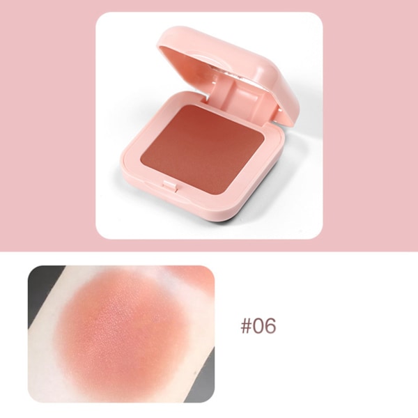 Ansiktsrouge Naturligt Fint Puder Långvarig Rosa Fodral Söt Ansiktsrouge Puder med Borste för Kvinnor 06 Tegelröd