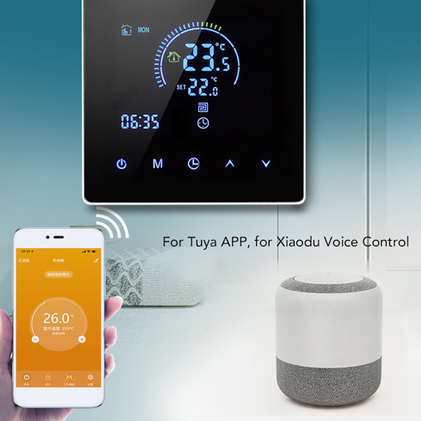 3500W Temperaturregulator med Maxtemperatur 5‑60℃, LCD-display, Fjärrkontroll via App, WiFi-typ för Tuya AC90V‑240V