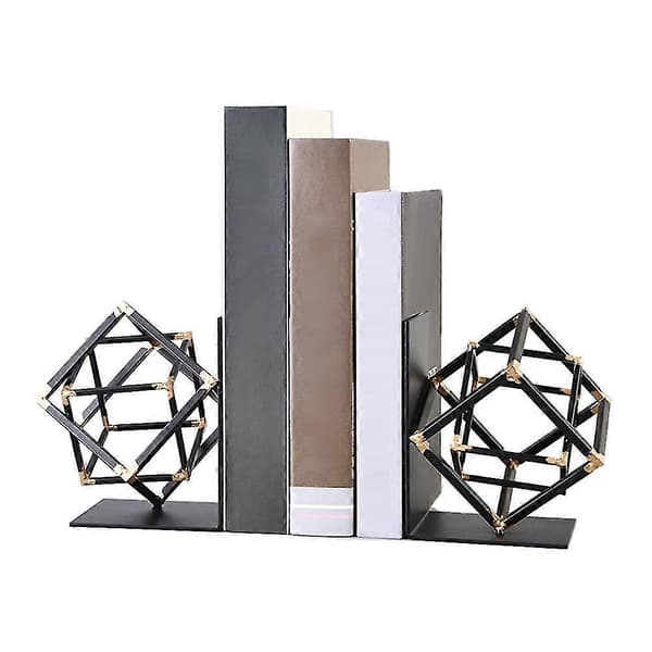 2-pack Geometrisk Hyllinredning Kubform Dekorativt Bokstöd För Lätta Böcker Eller Organizer, guld