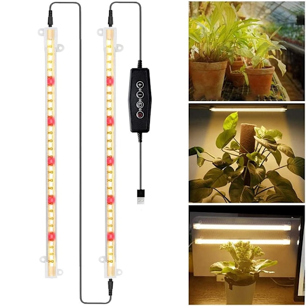 Fullspektrum Växtlampor för Blomning och Fruktsättning, Kedjekopplingsdesignad LED-lampa med 5 Dimningslägen, Automatisk På/Av Timer, Utbyggbar för Krukväxter