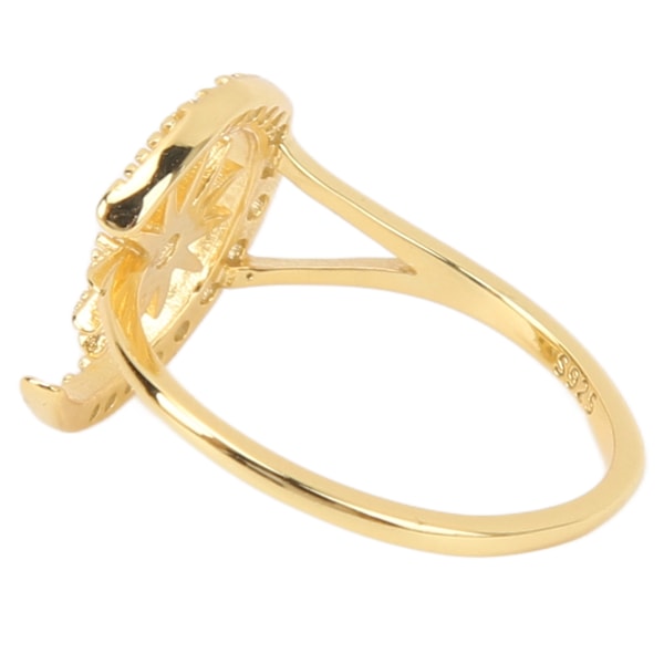 Gul kall 925 silverring dam flickor utsökt mode stil stjärna måne diamant ring smycken tillbehör