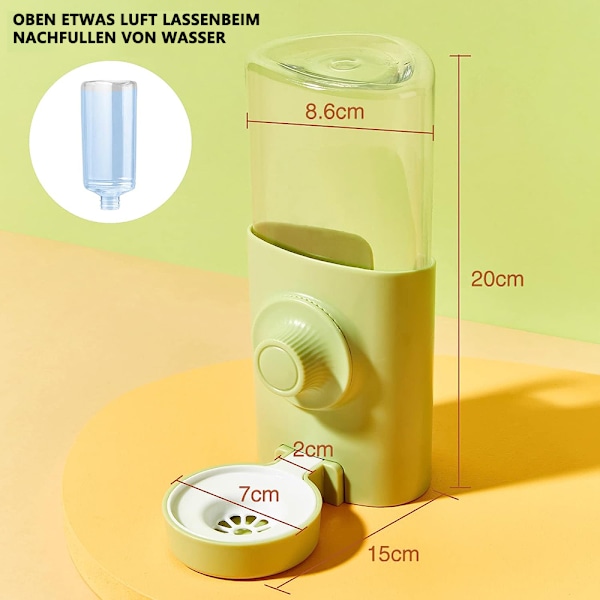 Automatisk Vatten Dispenser Kanin [Grön, 600 ml] Hängande Husdjur Drickflaska Kanin Marsvin Hamster Chinchilla Frettb Bur Vattenflaska