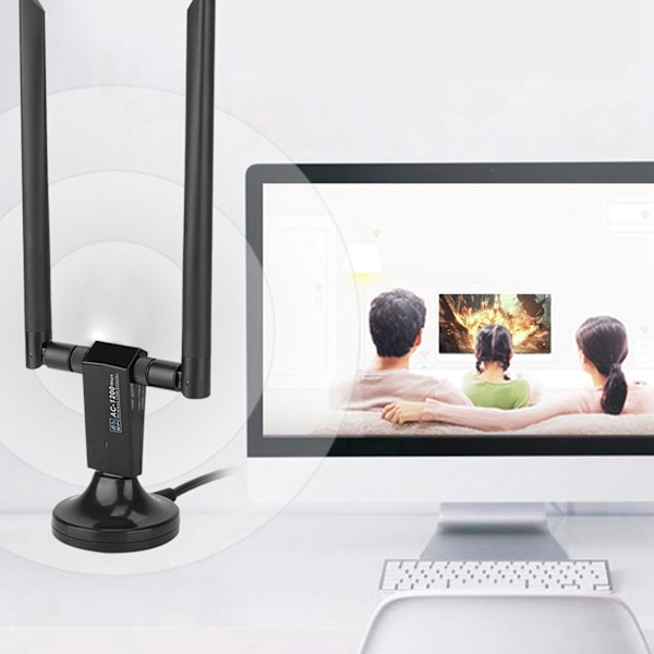 AC USB 5.8G Dobbelbånds Wifi Dongle Adapter Trådløst Nettverkskort