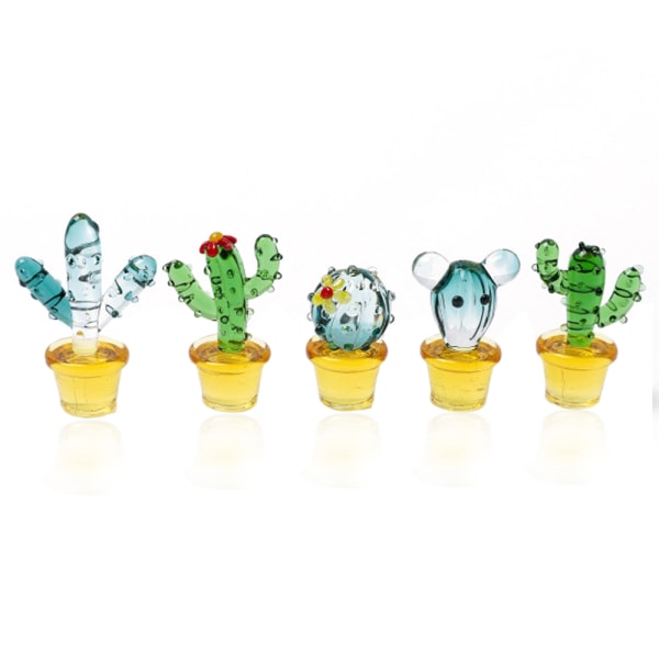 5 st glaskaktus handblåsta figurer glas miniatyrkaktus ökenväxter Samlarföremål Hembordsdekoration Prydnad