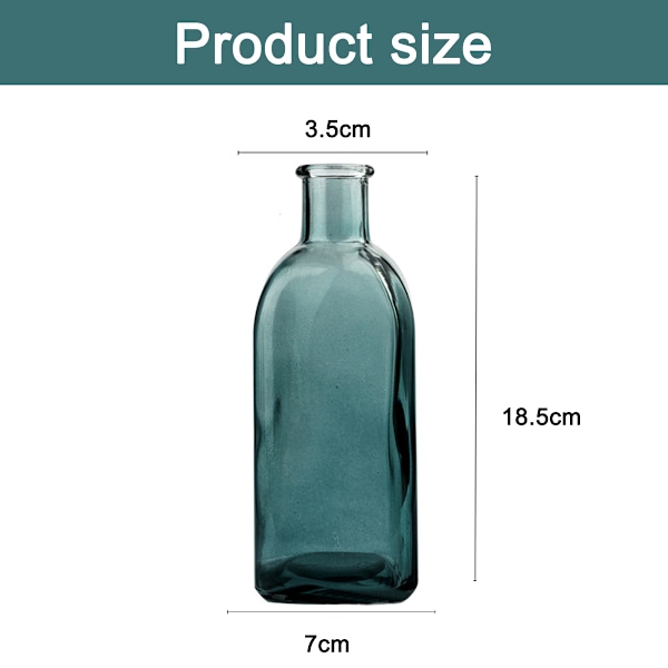 Glasskanne Vase, Klar Blomster Vase, Dekorativ Flaske Vase for Spisestue, Soverom, Bad, Peis, 18.5*7cm