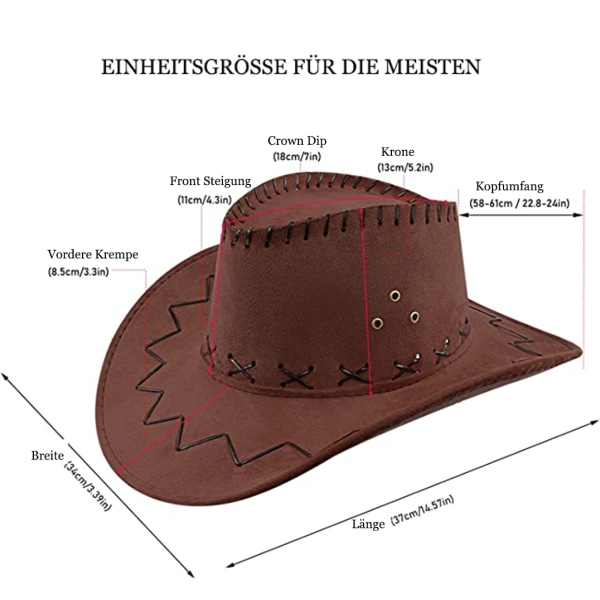 Cowboyhat til Fastelavn - Bredskygget Western Cowgirl Hat