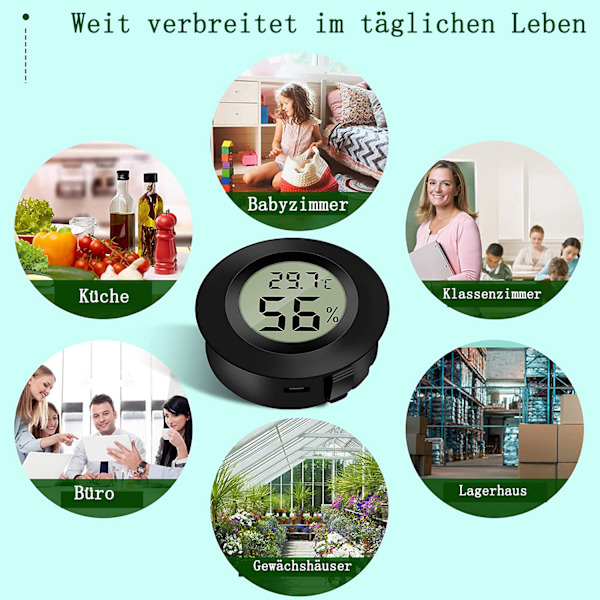 Mini Digital Hygrometer, LCD-skärm med känslig sensor för snabb temperaturkonvertering, portabel termometer för inomhus- och utomhusfuktighet, enkel