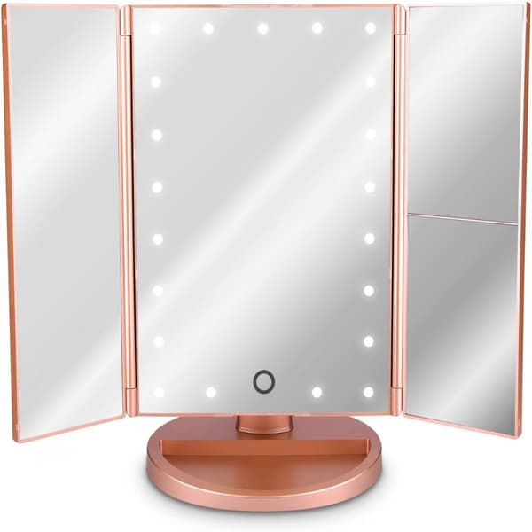 Bærbart Rejse Kosmetikspejl, Touch Screen Dæmpbare LED-lys til Foldbart Belyst Vanity Makeup i Enhver Indstilling