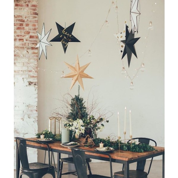 Fällbara stjärnor, 30 cm 9 punkter julstjärna pappersstjärna set för