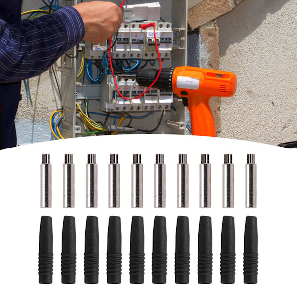 10 st isolerade 2 mm banankontaktdon med skyddshölje för testutrustning, svart