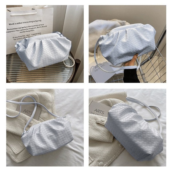Dumpling taske, kvinders håndtaske skuldertaske håndtaske PU læder vævet håndtaske