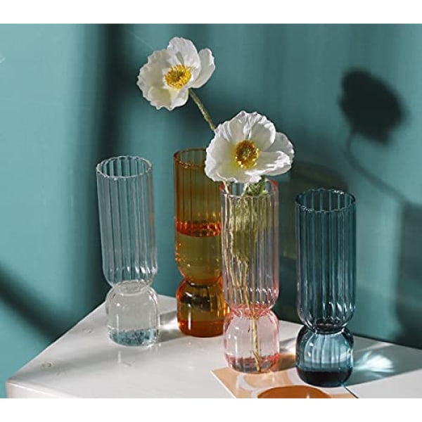 Dekorativa glasvaser i färgat randigt glas (orange)