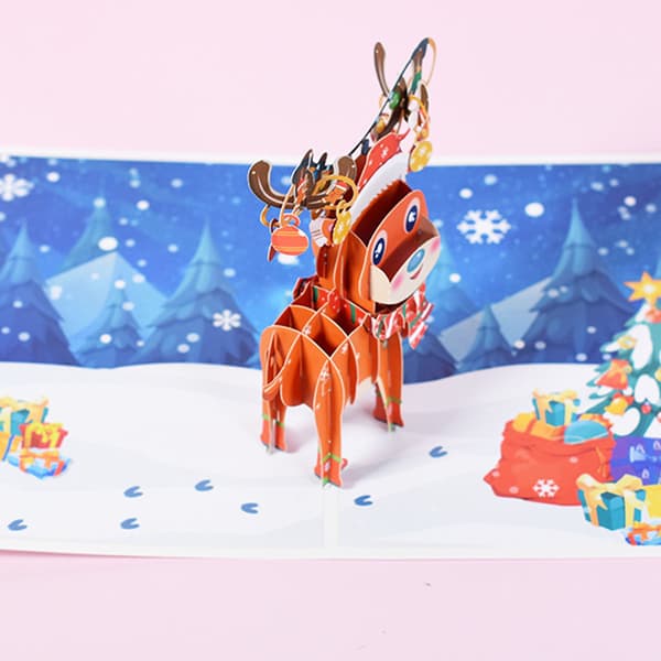 Foldbare kort 3D julekort med kuvert juletræ julemand