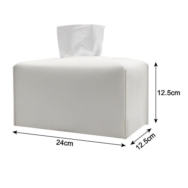 Vævæskeskrin Cover, Moderne Dekorativ Læder Rektangulær Vævæskeskrin Case Organizer Holder til Kommode, Natbord, Stue - Hvid
